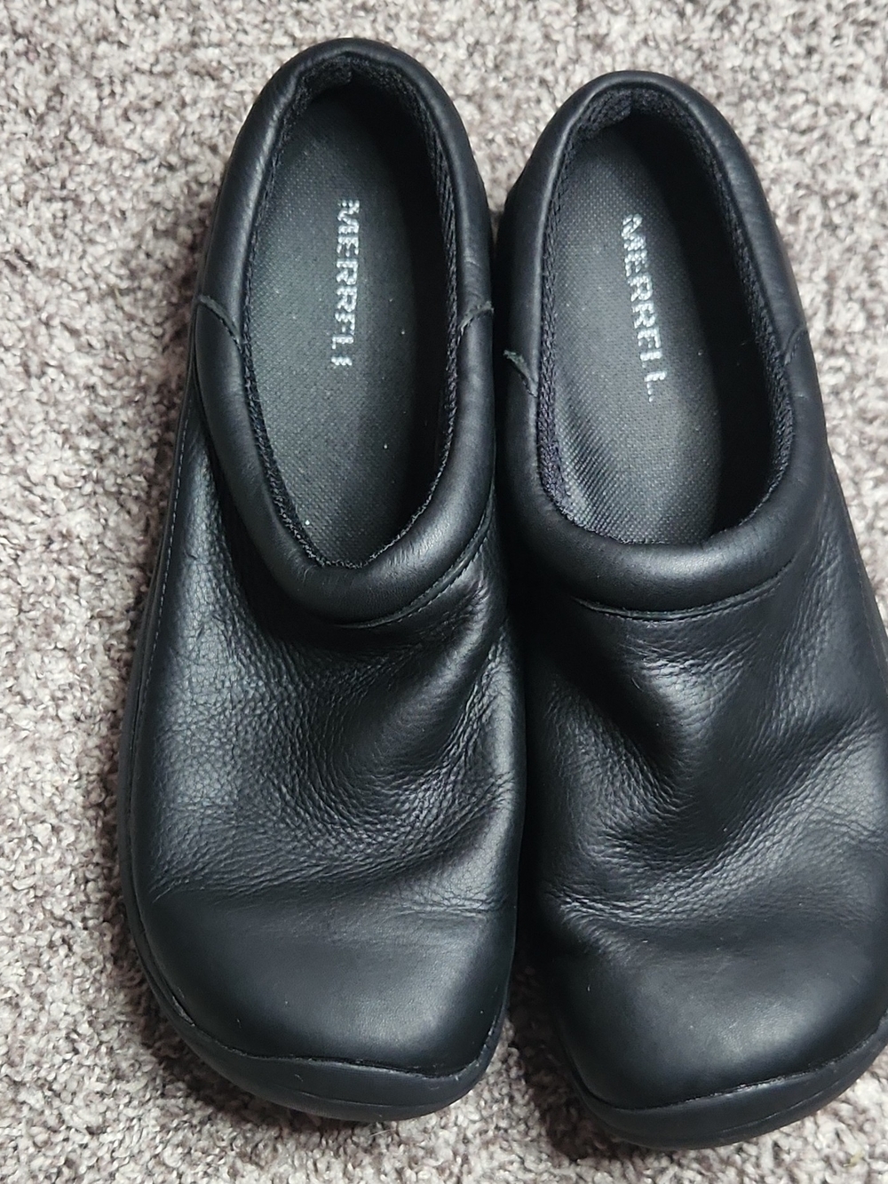 Merrell Black Men's Slip-On Leather Loafers